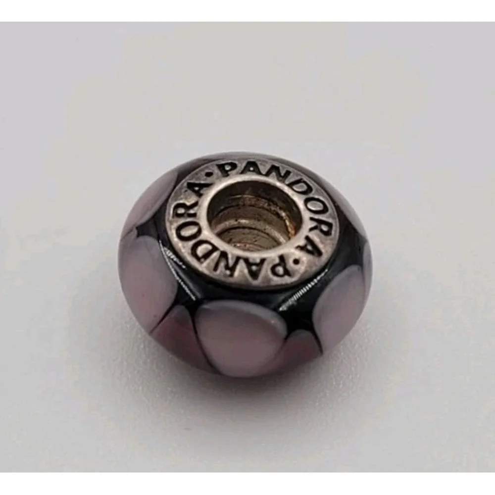 PANDORA Sterling Silver S 925 ALE Purple Murano Glass Charm Bead
